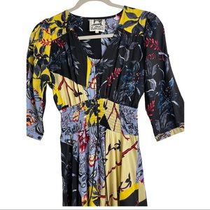 Jaase patchwork floral maxi dress Sz XS multicolor